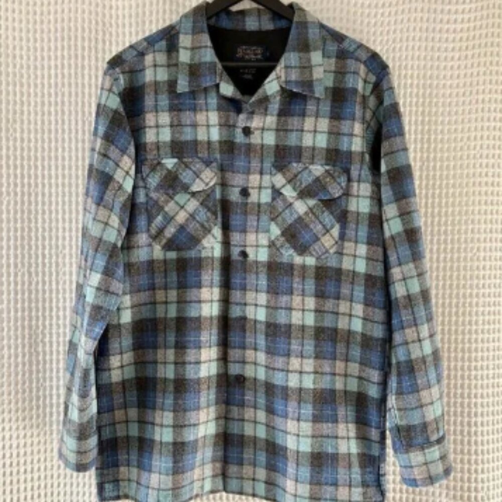Pendleton men's blue wool surfer-style gorpcore board shirt size large